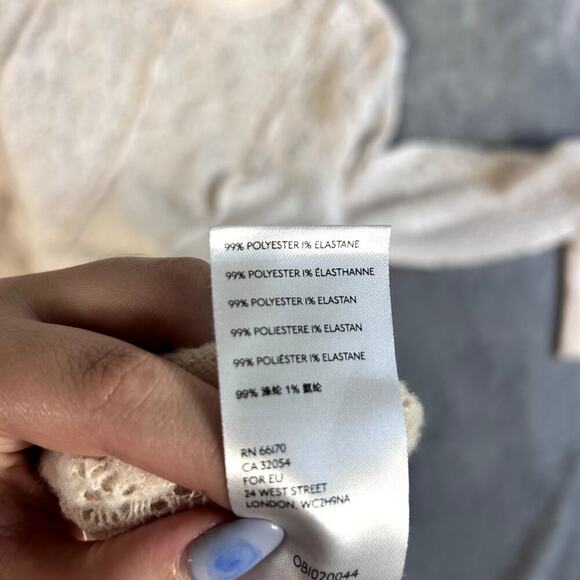 Free People Knit Sheer Boho Dress Women’s Small Soft Beige Cream - Picture 9 of 11